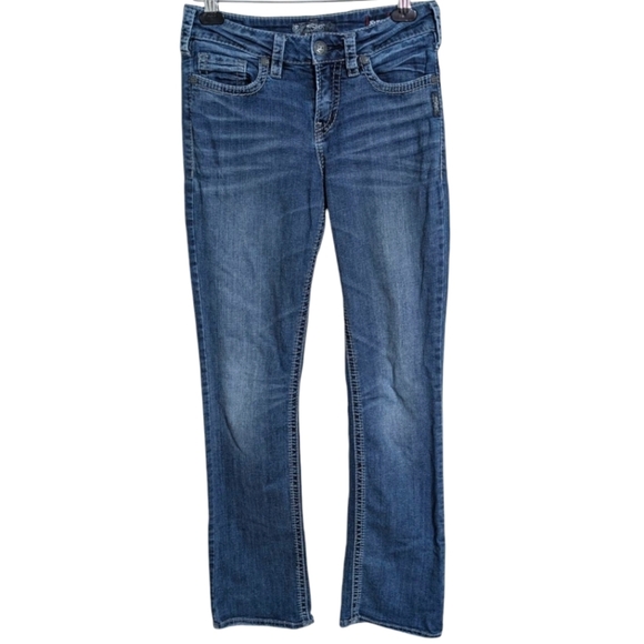 Silver Suki High Rise Slim Bootcut Jeans Medium Blue Wash Size 28x33 - Picture 1 of 8